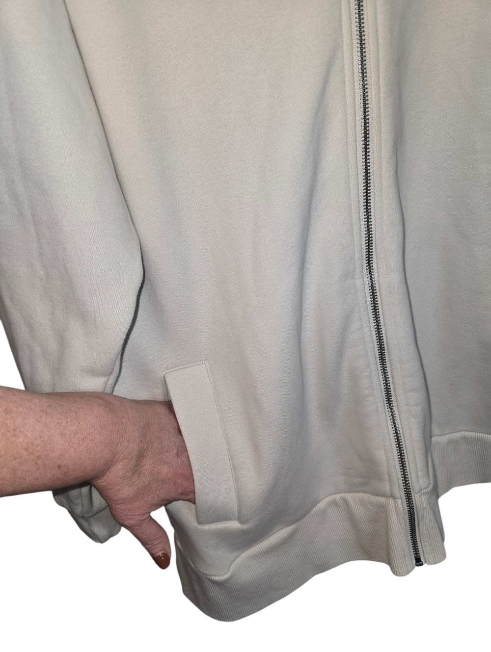Vuori Restore Full Zip Hoodie Bone/Cream Color Oversized Organic Cotton Size XL - Picture 6 of 12